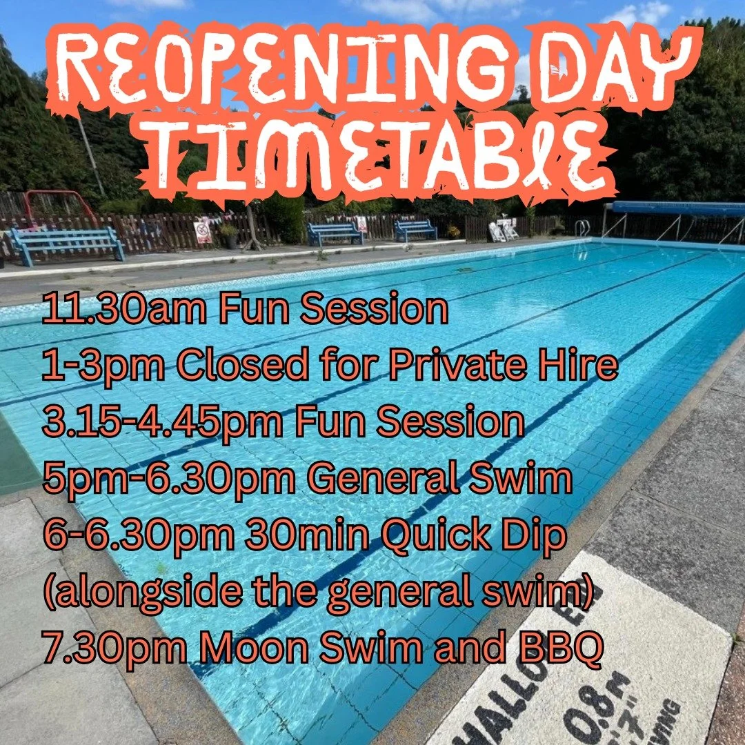 *Reopening Day*
How good does the pool look? All ready to open tomorrow!
We will be open from 11.30am for a fun swim, then again at 3.15pm for the rest of the afternoon.
You don't need to book for our public sessions, but we do advise you to as we