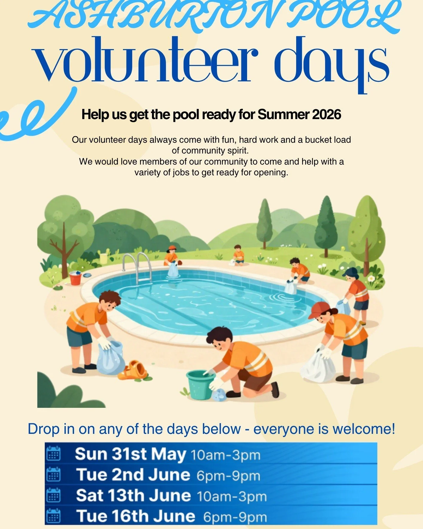 Let's get ready for Summer!

Who is ready for the pool to open? We could have done with it in all this hot weather 🫠

But we are on track for an end of June opening and as part of that, we need to get the site spruce up and ready.

Our first volunte