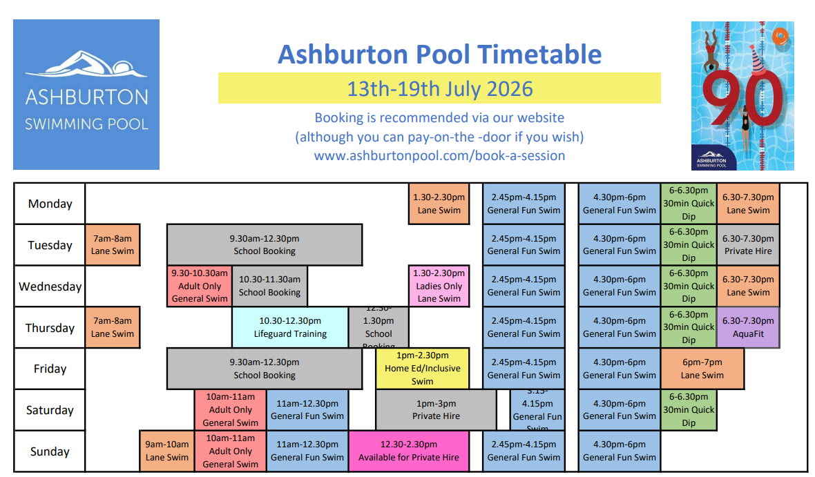 Weekly Timetable (with a new session) - 13th July