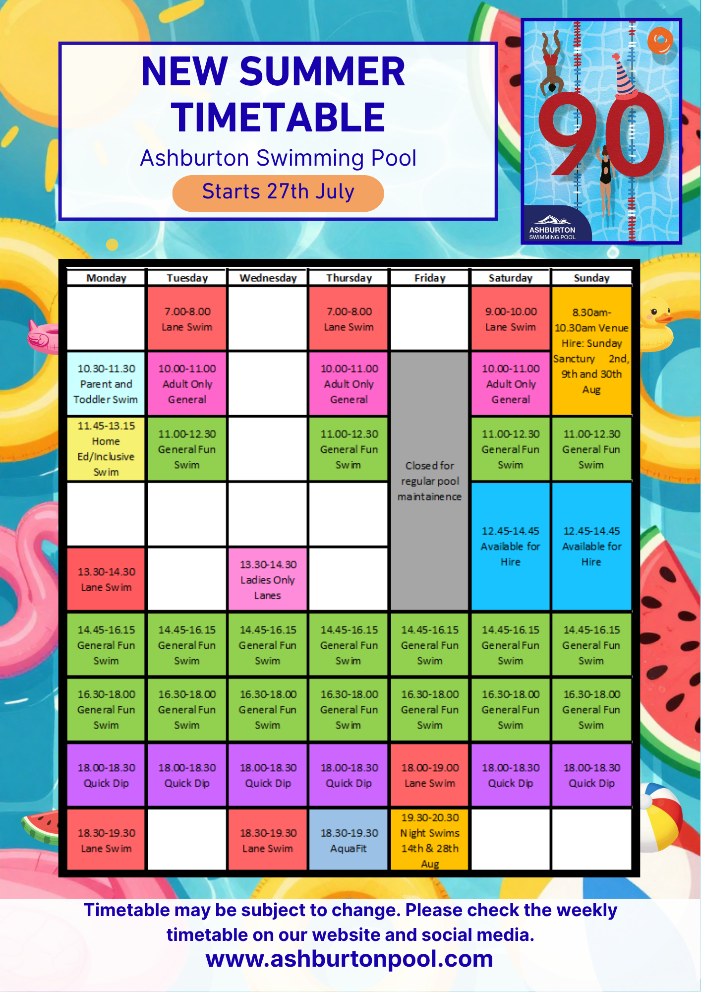 Summer Timetable 2026