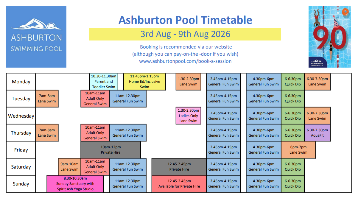 Weekly Timetable - 3rd Aug