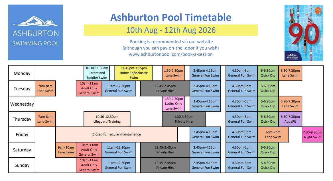 Weekly Timetable - wc 10th Aug 2026