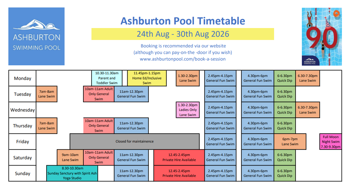 Weekly Timetable 24th Aug 2026