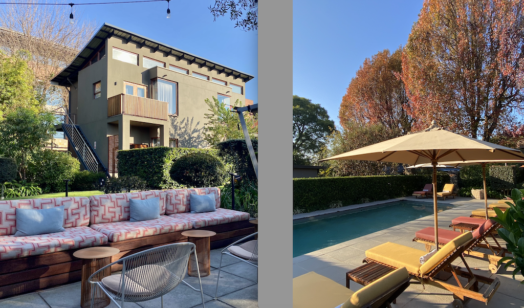 The Peech hotel pool, gardens and rooms exterior