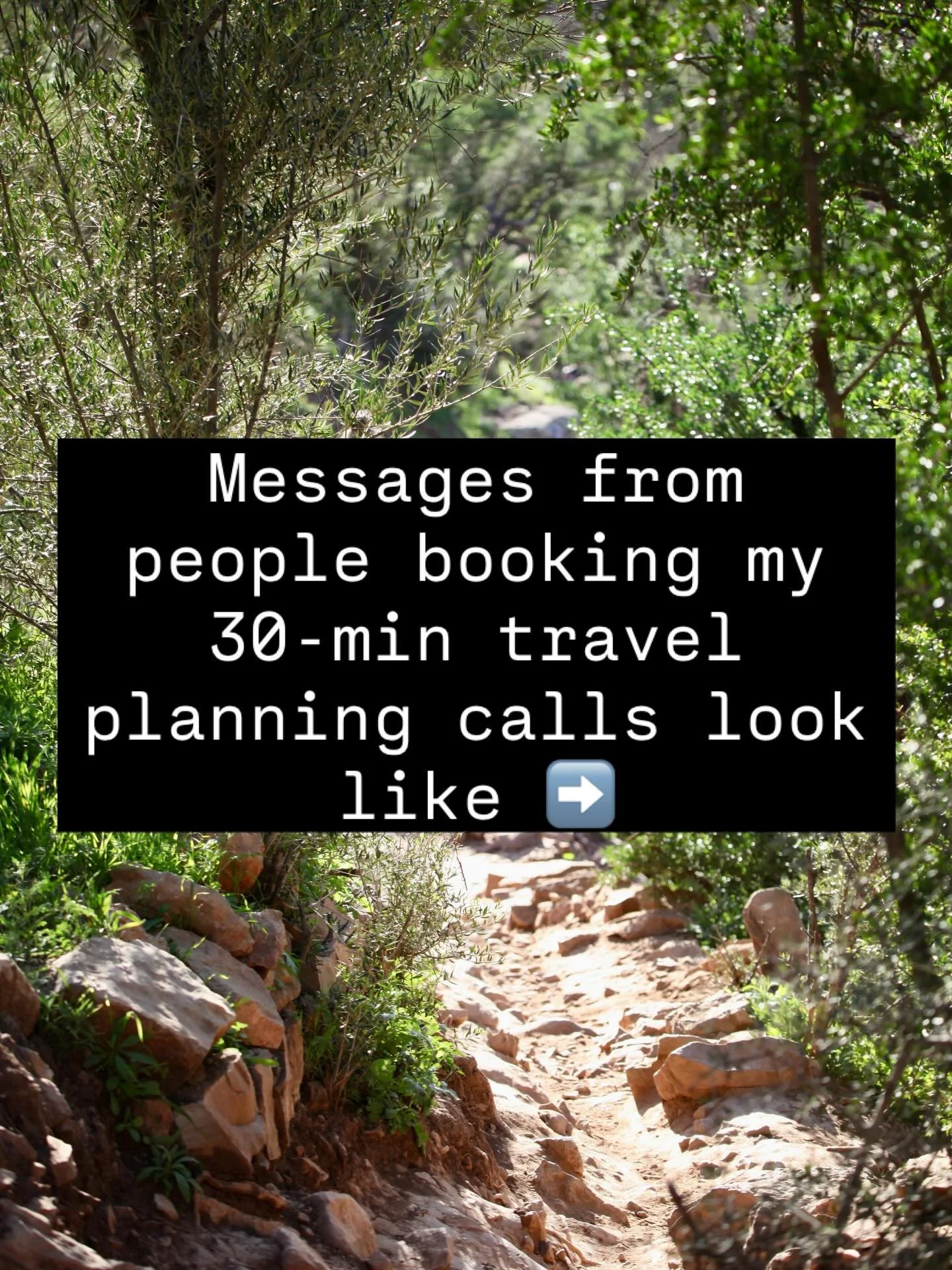 I am loving these travel planning calls.

I love seeing the transition when people go from stressed out and overwhelmed to excited and relaxed about the trip planning process.

What can you expect when you reach out to book a call:

1. An email from 