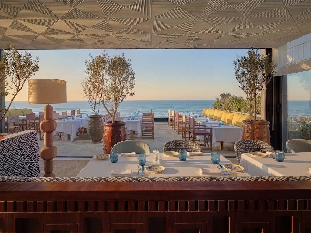 Dining terrace with sky views at Villa Sahrai Casablanca