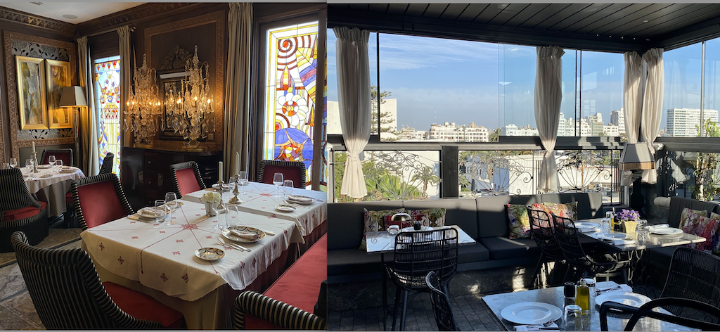 Shows the two beautiful dining options at Le Doge Hotel