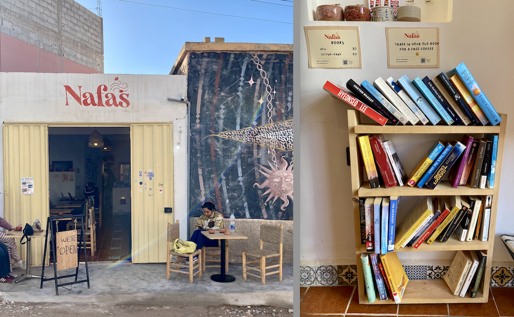 Nafas coffee shop and book swap shelves