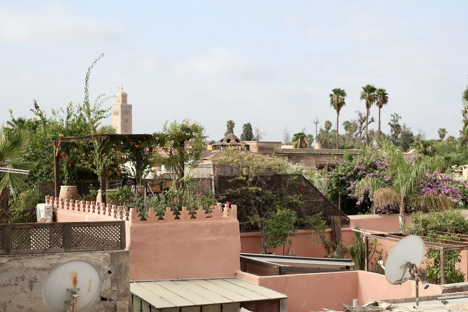 view of koutoubia mosque from riad beij rooftop