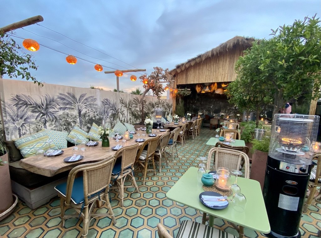 Kabana's pretty rooftop restaurant bar in Marrakech