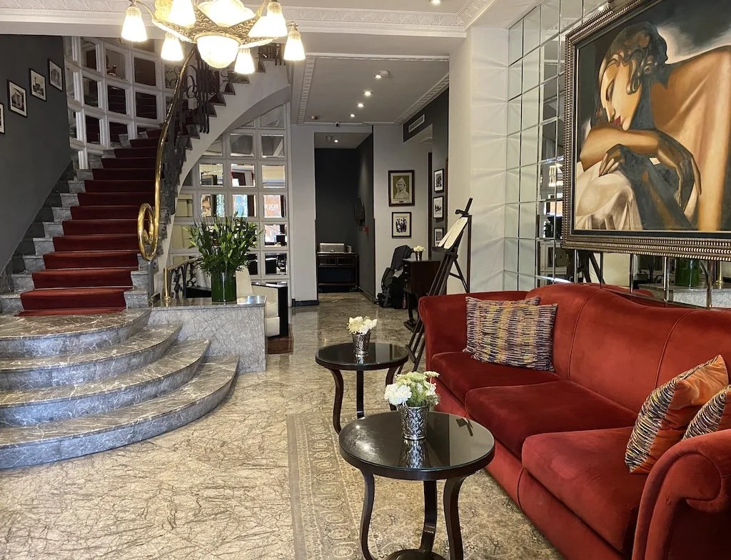 Elegant art deco entrance hallway at Le Doge Hotel Casablanca