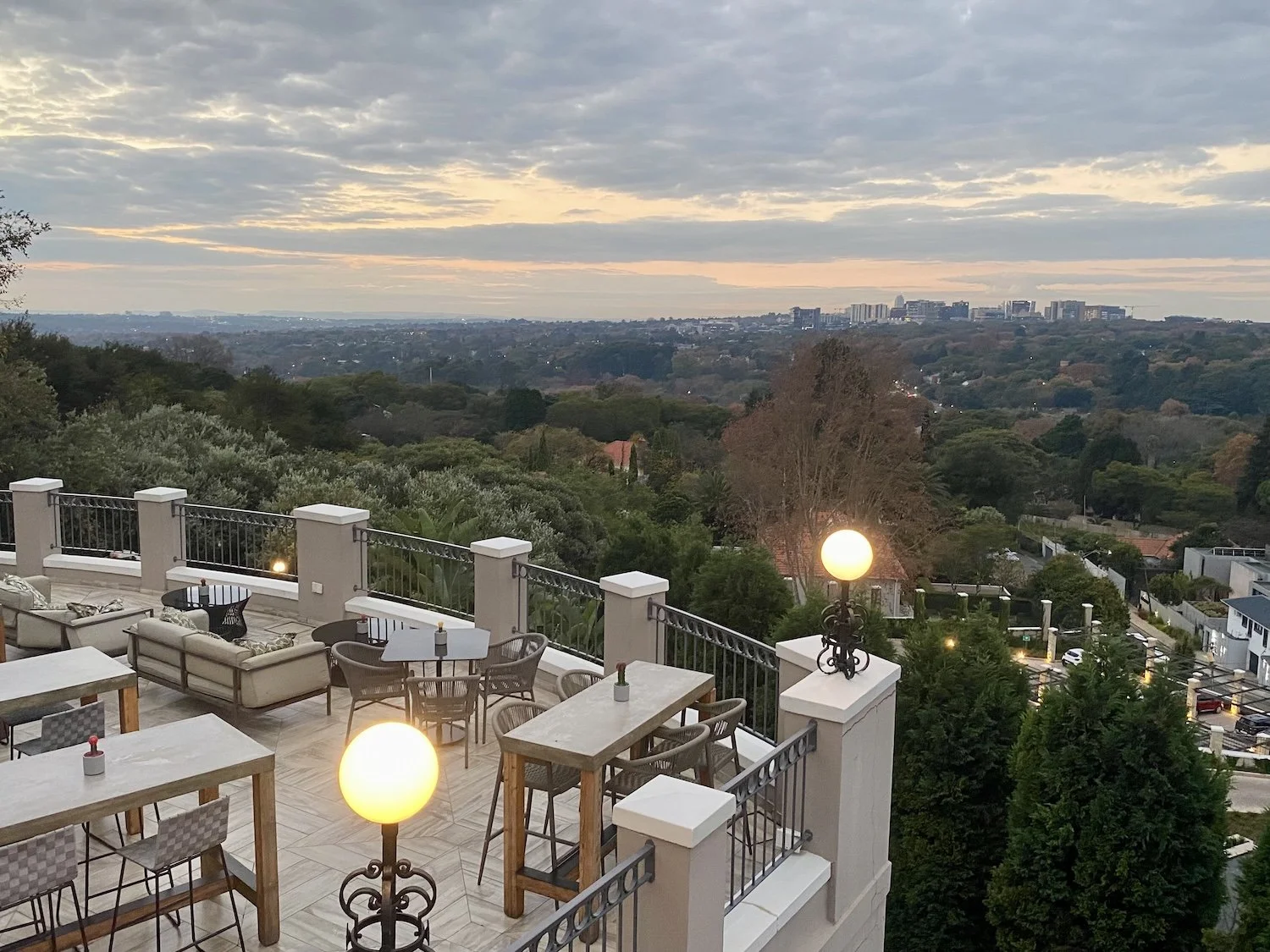Sundowner view from Flames Bar Westcliff Johannesburg