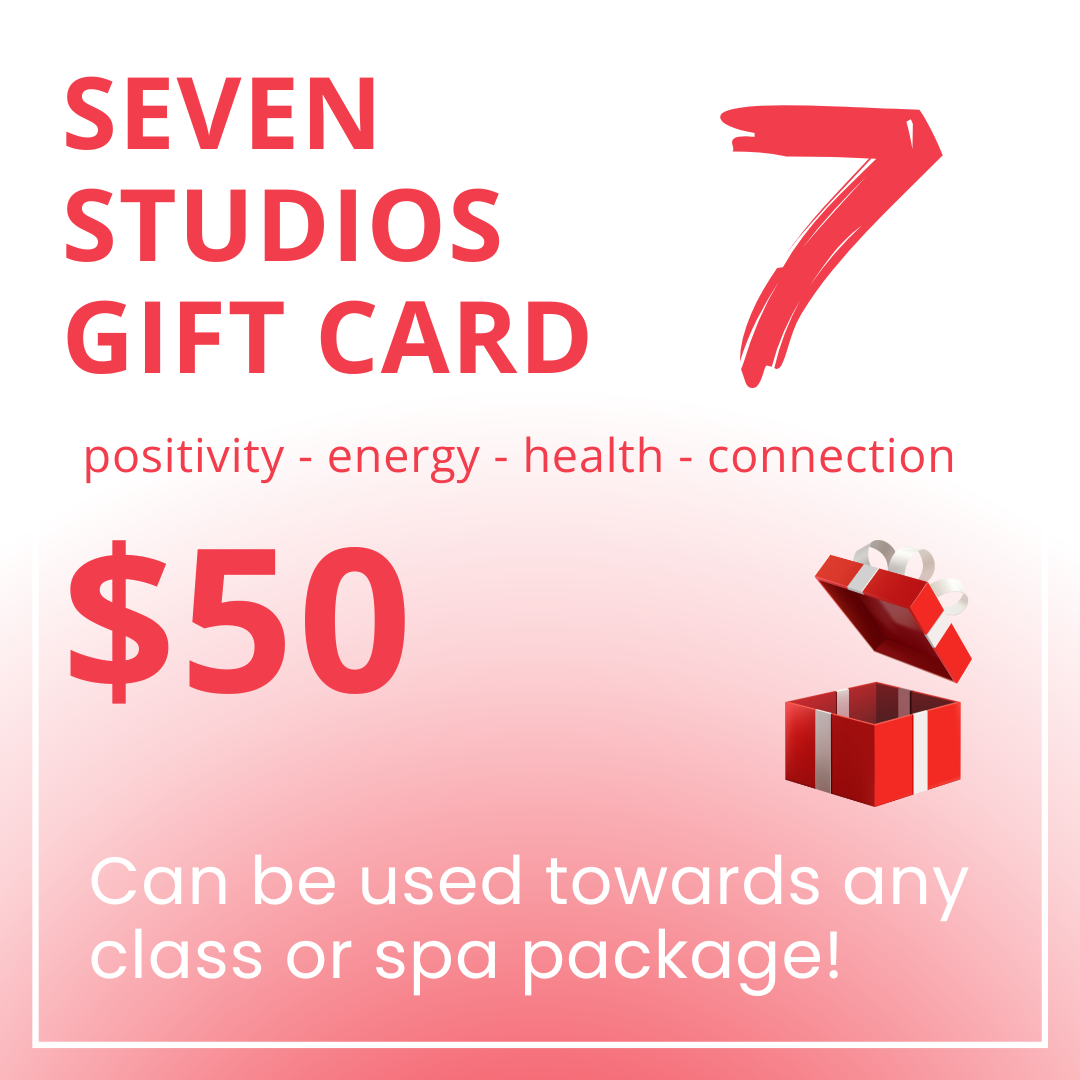 Seven Studios Gift Card $50 (get $10 extra!) - good for all classes and spa use.  If you buy for someone else, just let julie@juliewilkes.com know who it is for and when to credit their account.  Just click the photo of the card to open the page to p