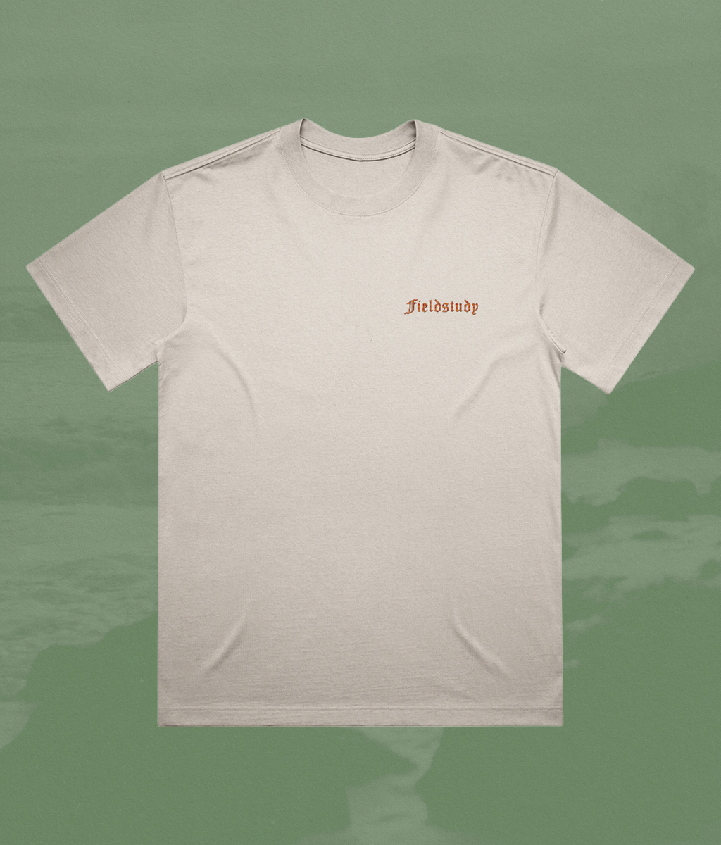 Fieldstudy Embroidered Tee - Oat/ Tangerine