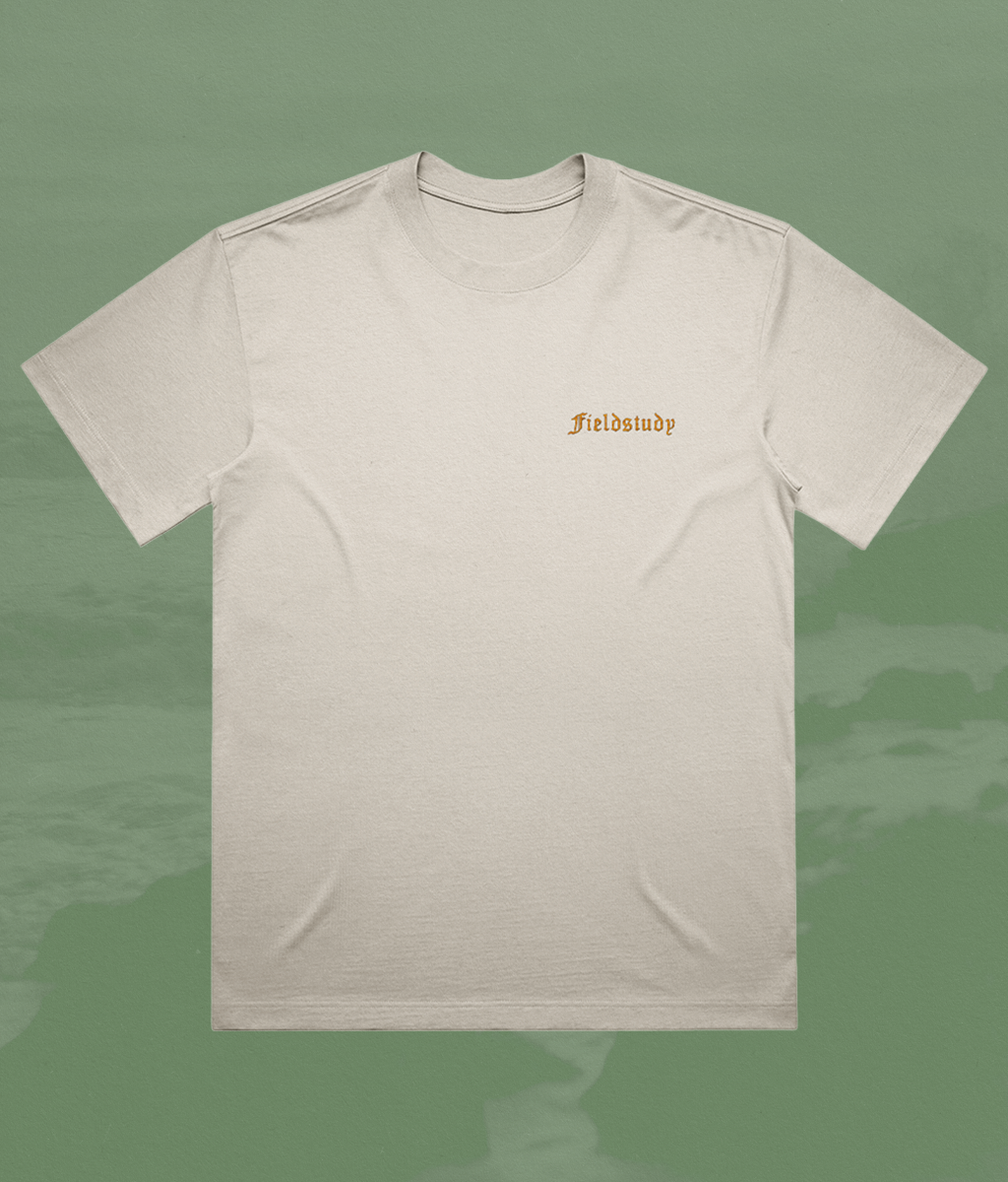 Fieldstudy Embroidered Tee - Ecru/ Tangerine