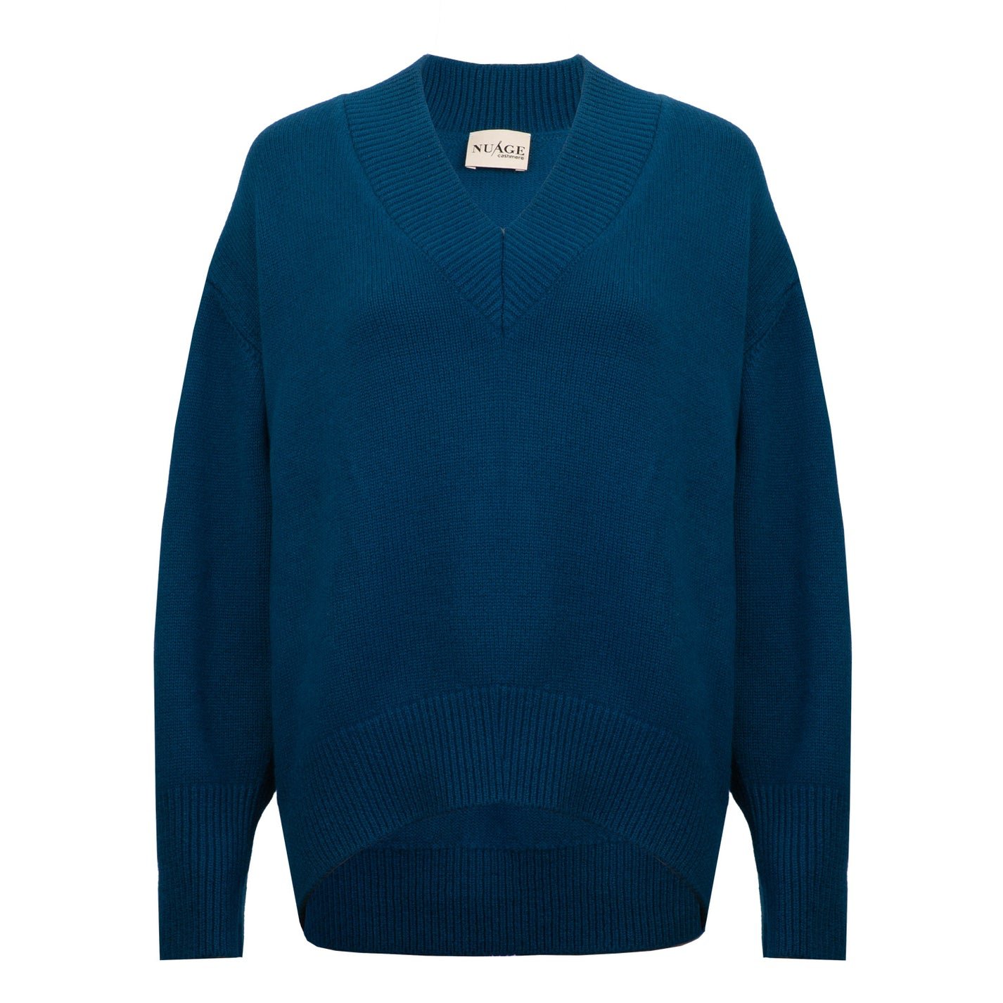 Baby Cashmere V-Neck Pullover in Petrol Blue