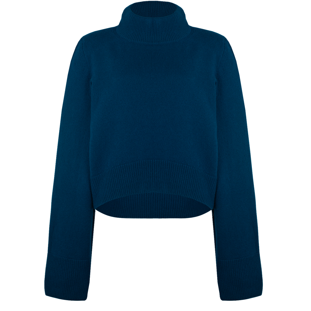 Petrol Blue Cashmere Sweater: with wide Sleeves by Nuage Cashmere