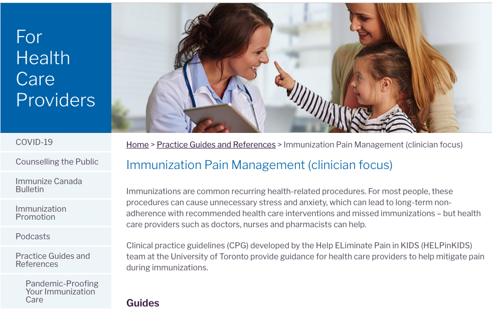 Immunization Pain Management (clinician focus)
