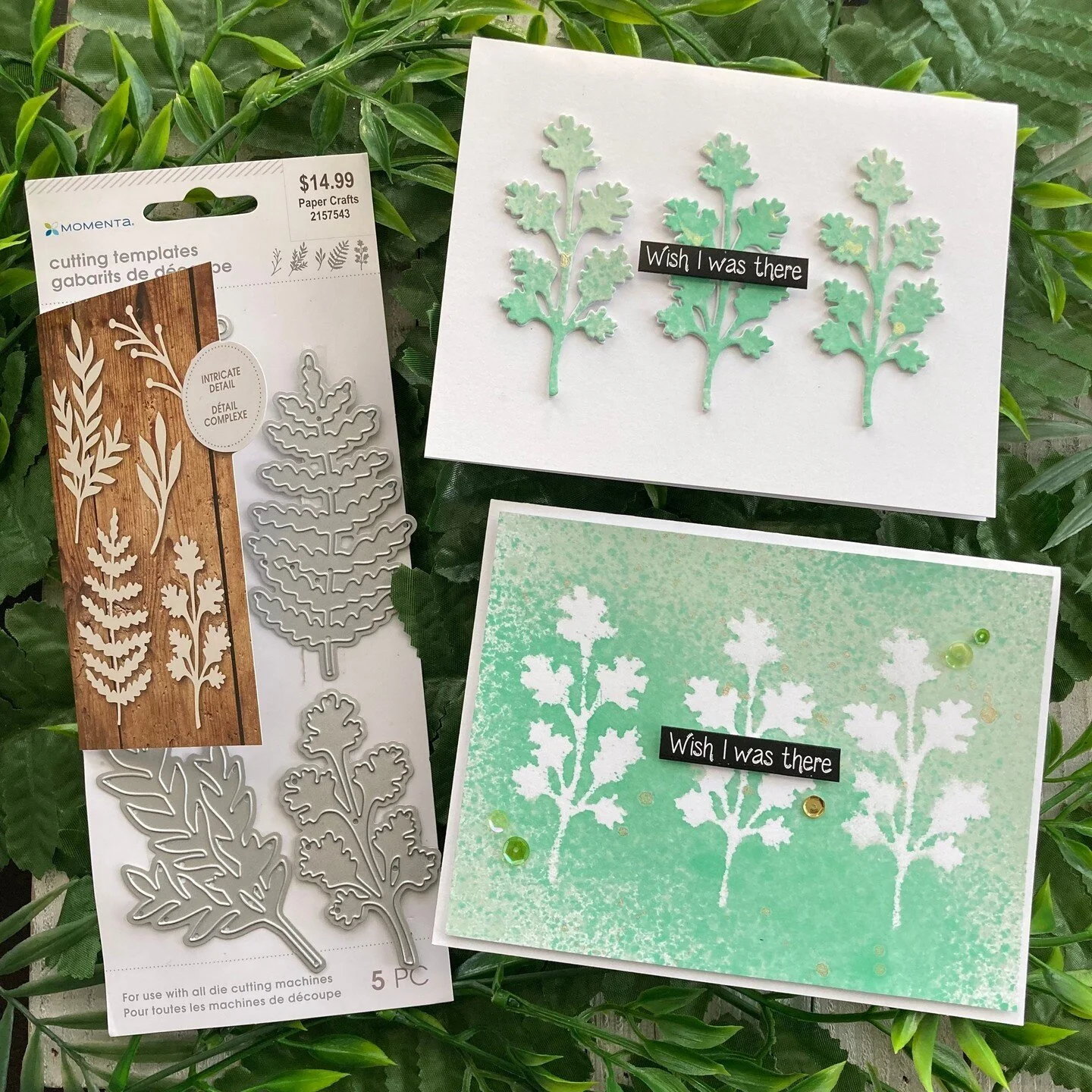 Wish I Was There - sprayed cards by @katedeignancards using our Momenta dies - check out the cool technique! ⁠
⁠
⁠
🌿🍃🍁🌾🌿🍃🍁🌾⁠
⁠
#cardtutorialvideo #cardmaking #papercrafting #leafcards #diycard #paperart #cooltechnique #artistofinstagram ⁠
⁠
⁠