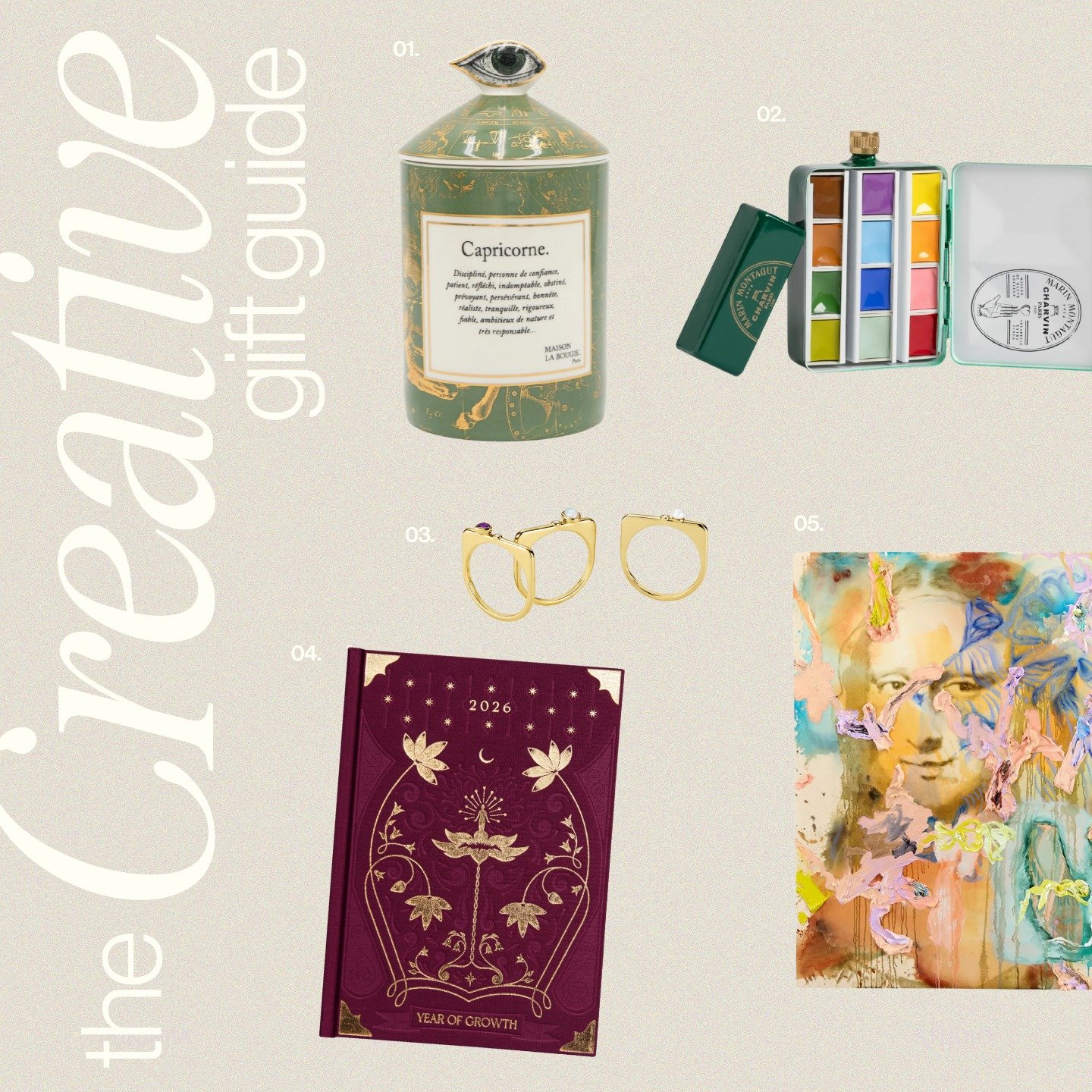 Soul-nourishing gifts for the artists, visionaries, whimsy-loving creatives, and the people who inspire you just by existing (yourself included, obviously).

This year&rsquo;s Creative Gift Guide is filled with pieces that spark imagination, make you