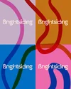 Colorful abstract squares with flowing lines and the word 'Brightsiding' repeated four times over each section, each with a different background color.