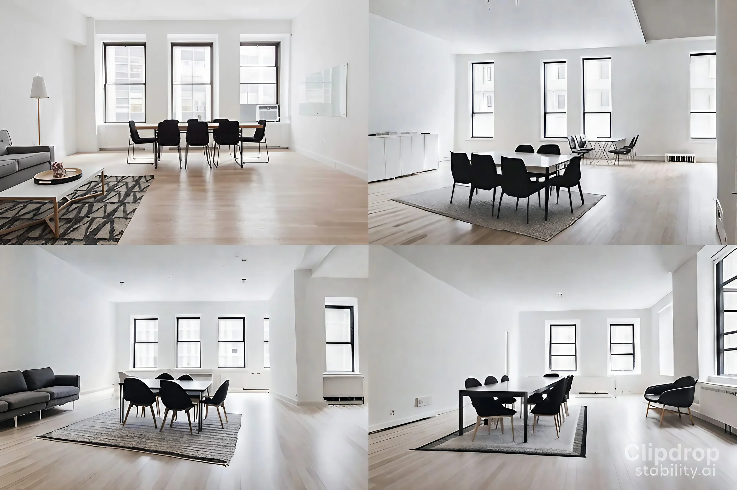 Пример вариаций интерьера в Clipdrop Reimagine XL для дизайна и недвижимости