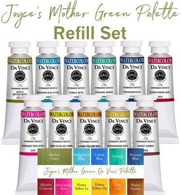 Artist Joyce Hicks Mother Green refill watercolor set with Da Vinci Paint