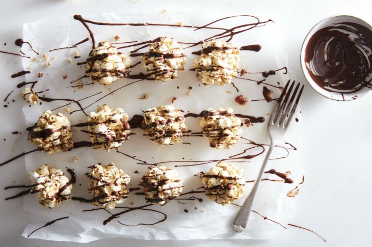 Popcorn Balls Drizzled in Chocolate (Copy)