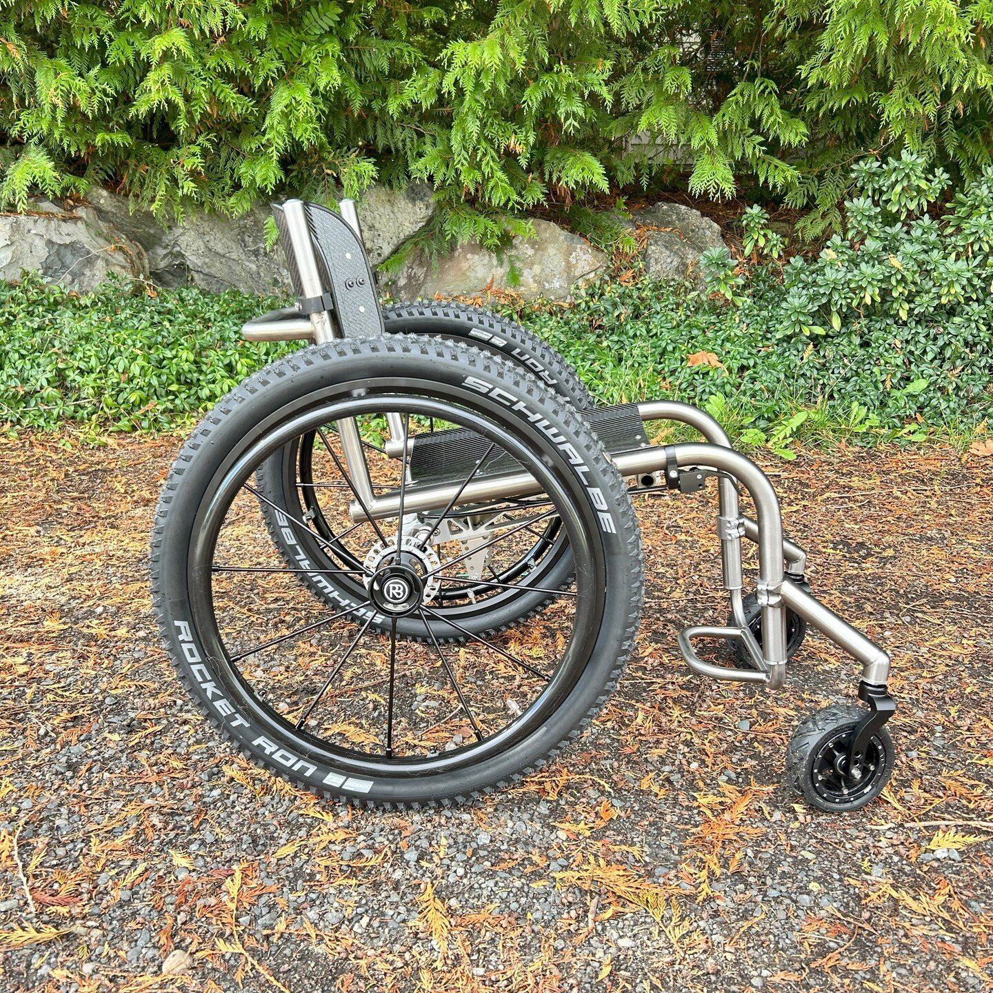 a little peek at a new wheel we will be offering. It will be offered with an off-road package. It will be a 507 wheel size that will allow you to swap out your everyday wheels with no adjustments or changes to your chair feel. Pop on and go!