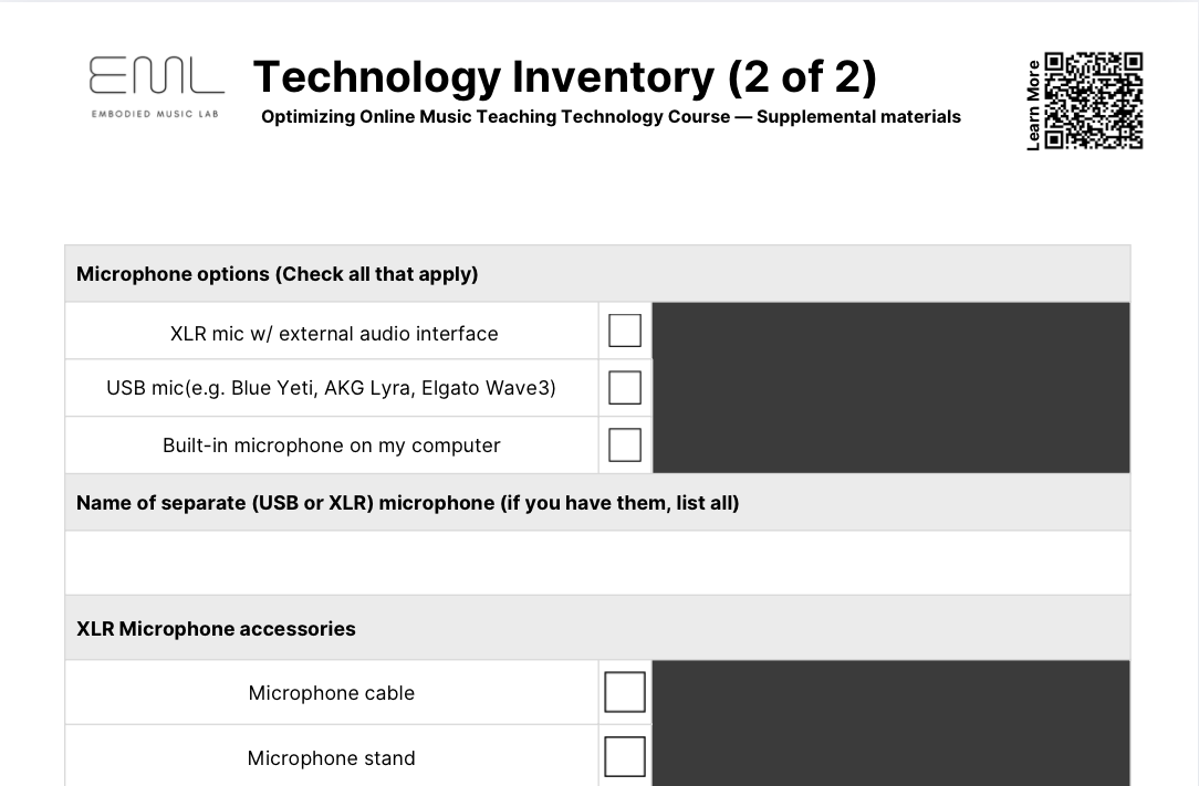 A sample of one of the course worksheets.