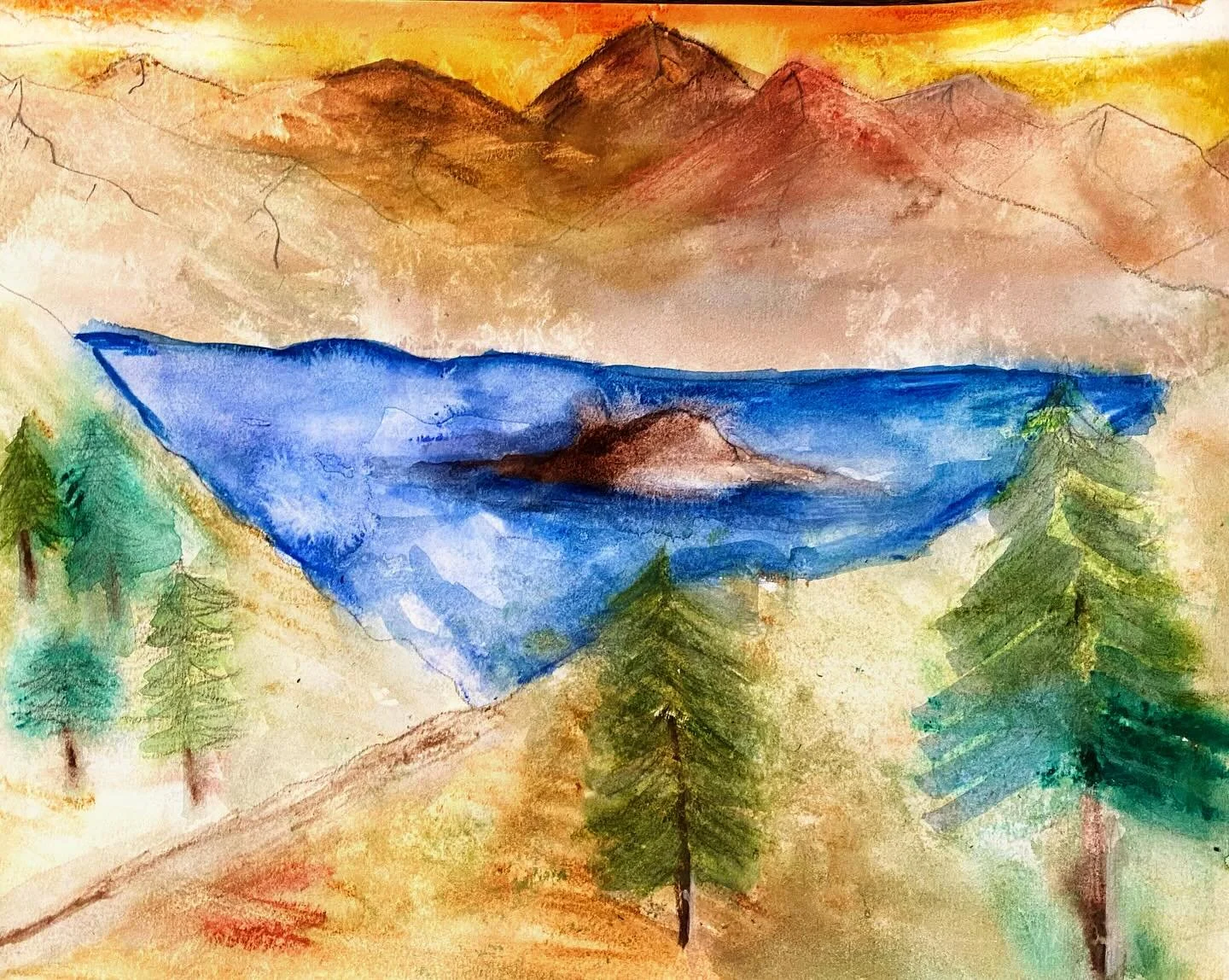 My Amazing student so proud of her! Learning shadows, medium tones and lights tones in a landscape #proud #autismart #proudreacher #autismsuperpowers #artistsupport #teacherlife #teaching @autisms_art_work #neurodivergent
