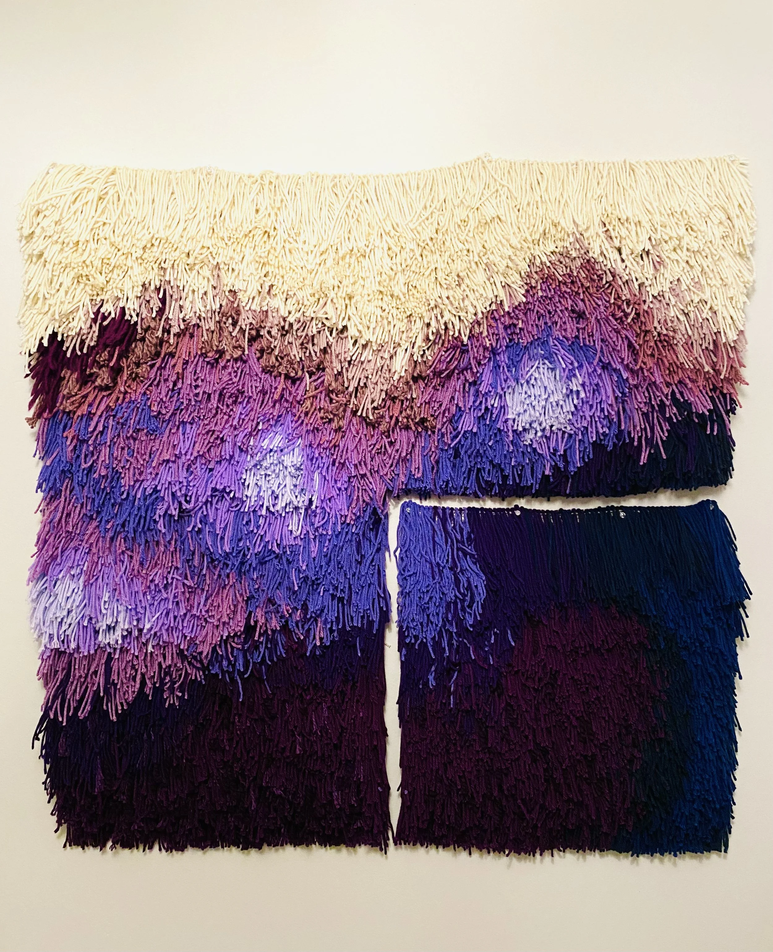 Abstract (Violet) | 36"x36" | Yarn, Wool, Thread, Vinyl, Paper