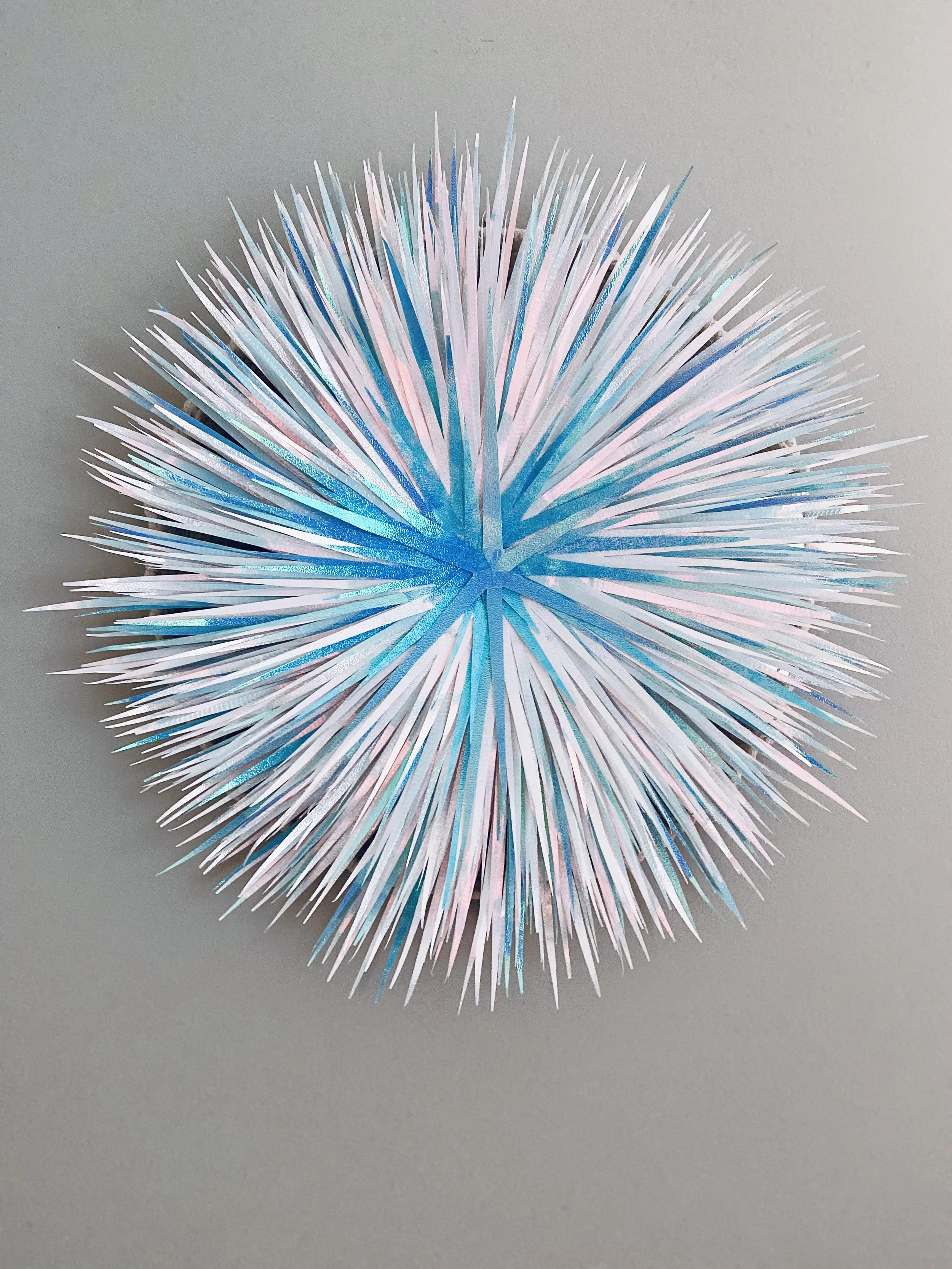 Glitter Goddess in the Round | 18" Diameter | Foil paper, Ribbon yarn, Metal Hoop