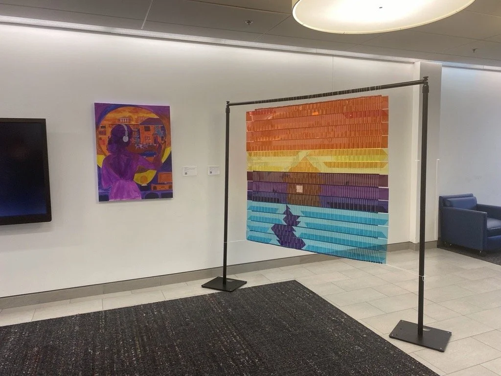 Ominous Light | 60"x60" | Vinyl, Plexi, Yarn, Thread | Columbus Metropolitan Library, Columbus, OH | 2024