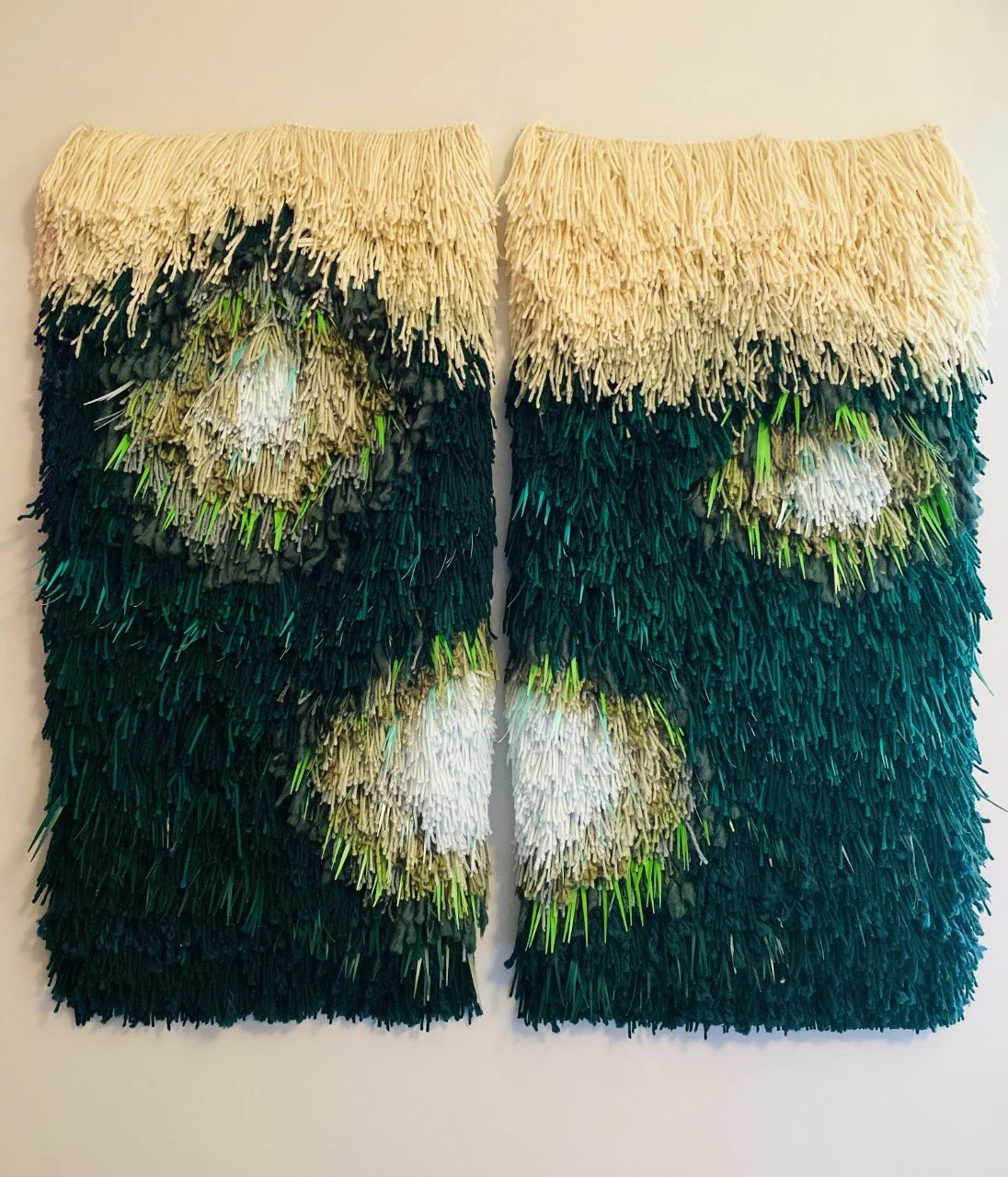 Abstract (Green) | 36"x36" | Yarn, Wool, Thread, Vinyl, Paper
