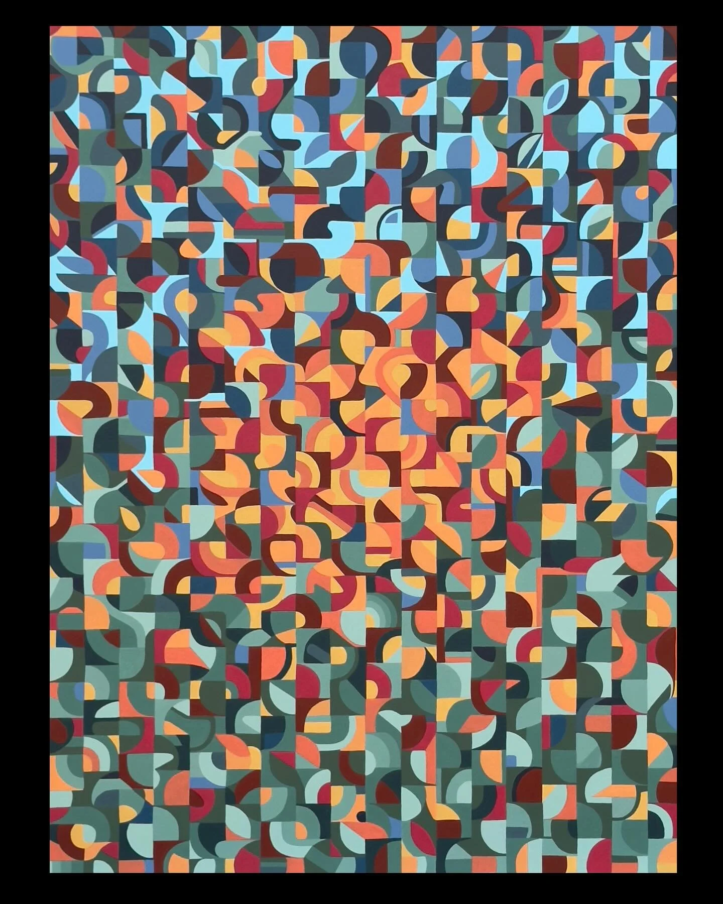 Finished up with this piece today! 
Squint your eyes, what do you see?? 😊

18&rdquo;x24&rdquo; - Acrylic on Panel

#abstractart #acrylicpainting #brokenpattern #terrestial #static #artist #milanjilkaart