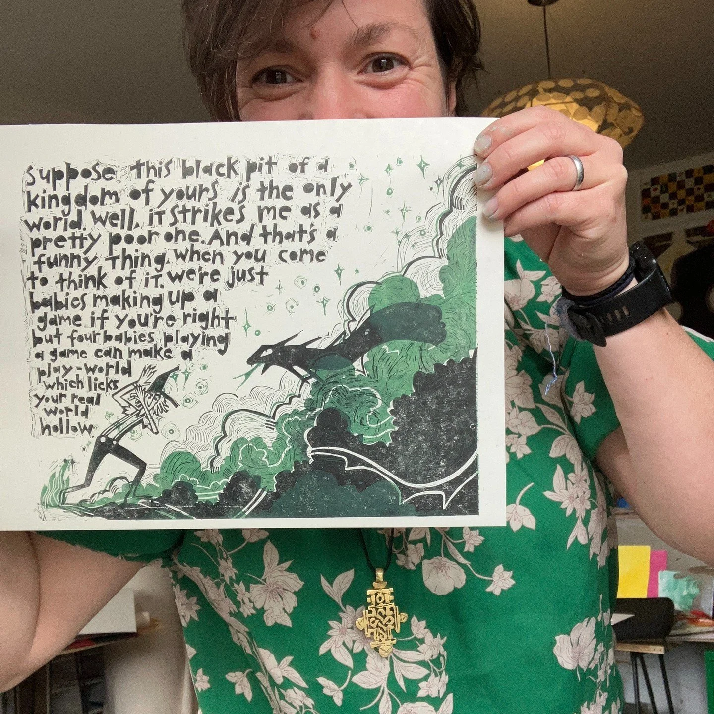 My lil Puddleglum is ready to set out into the world. (Okay, this one is just a proof, but the ready-one is already framed up and waiting for tomorrow's show, and was therefore unavailable for this photoshoot.)
🧙&zwj;♂️
Sometimes an image nags at me