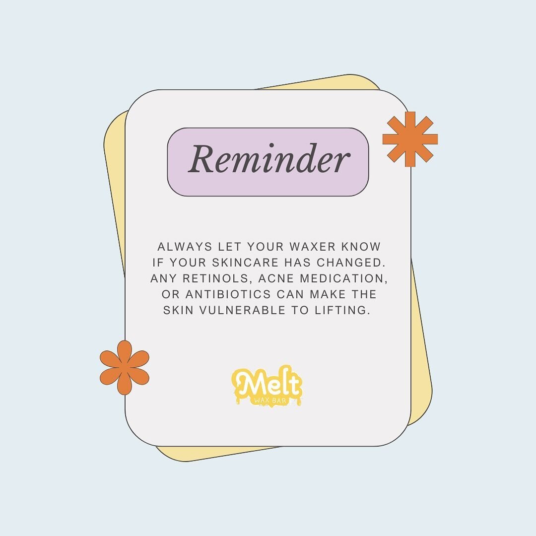Quick PSA🚨🗣️
We are in a season where alot of you may change up your skincare. Although, I LOVE that you guys are taking better care of your skin🧖🏼&zwj;♀️ Please keep in mind certain products/ prescriptions can NOT be used prior to waxing.

Skin 