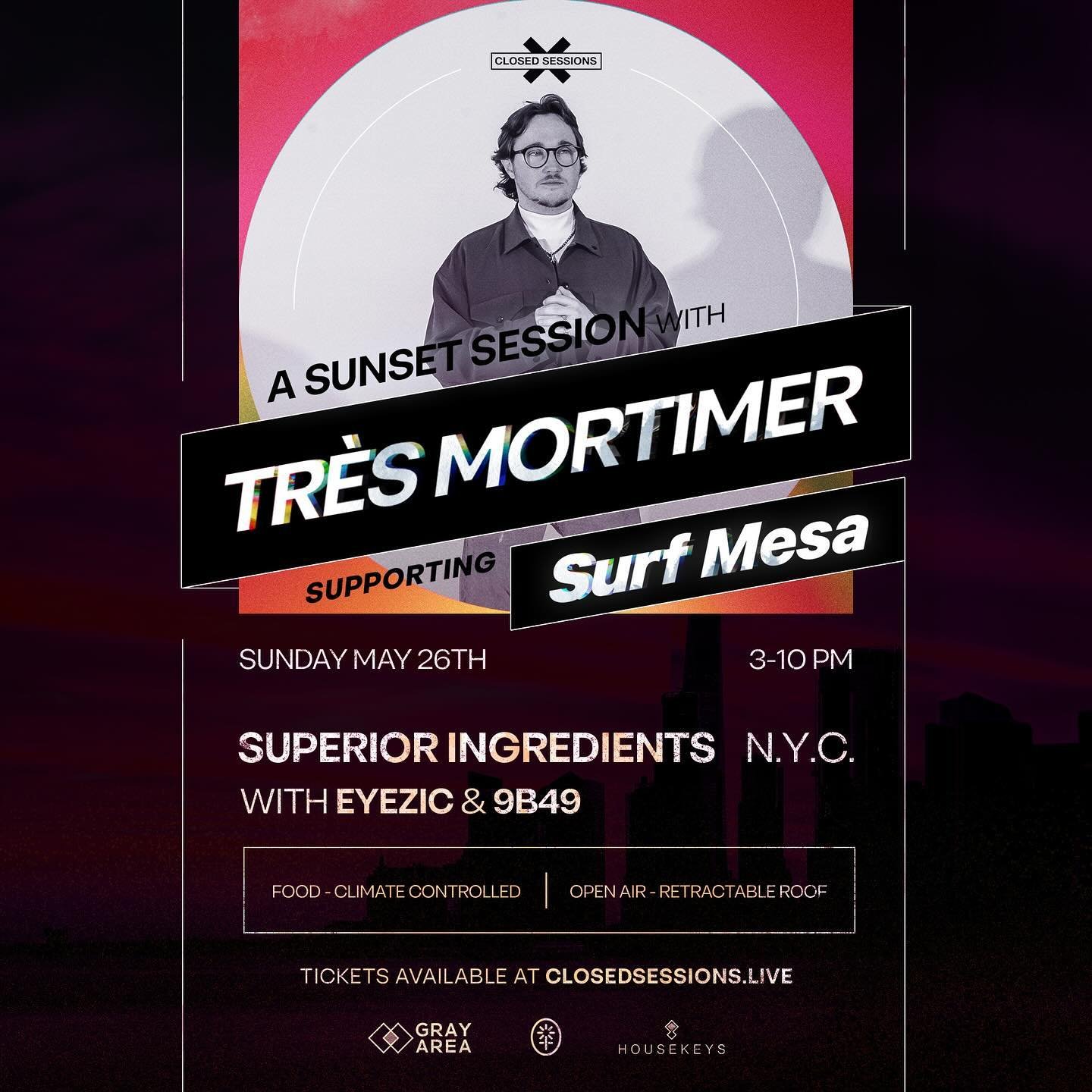 ☀️🌇As if your Memorial Day week couldn&rsquo;t get any better, we&rsquo;re adding a killer supporting lineup for Surf Mesa in NYC and DC. 

Both shows are on one of the best rooftops in their cities. Both protected by a retractable glass roof and ar