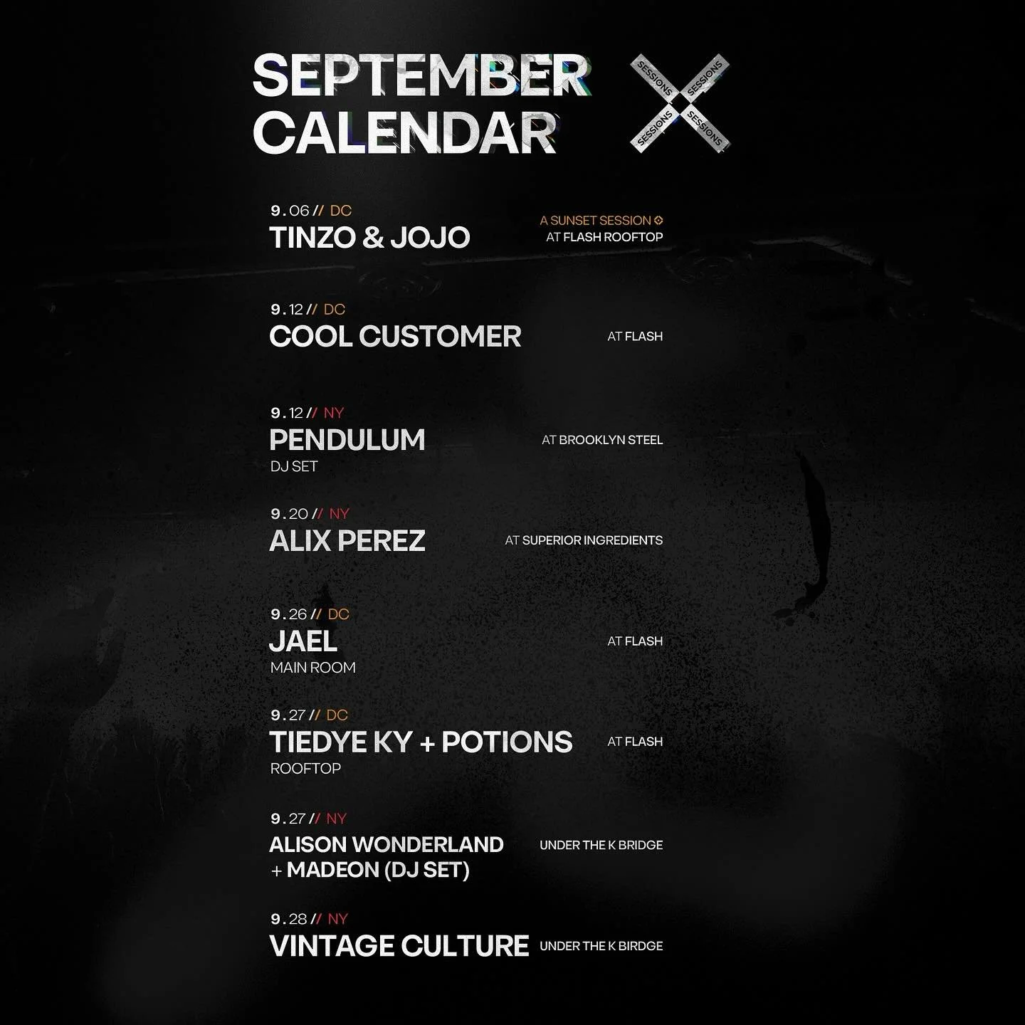 Just because the weather is cooling down doesn&rsquo;t mean we are too &hellip; September is stacked with some heat 🔥

Tickets available @ closedsessions.live