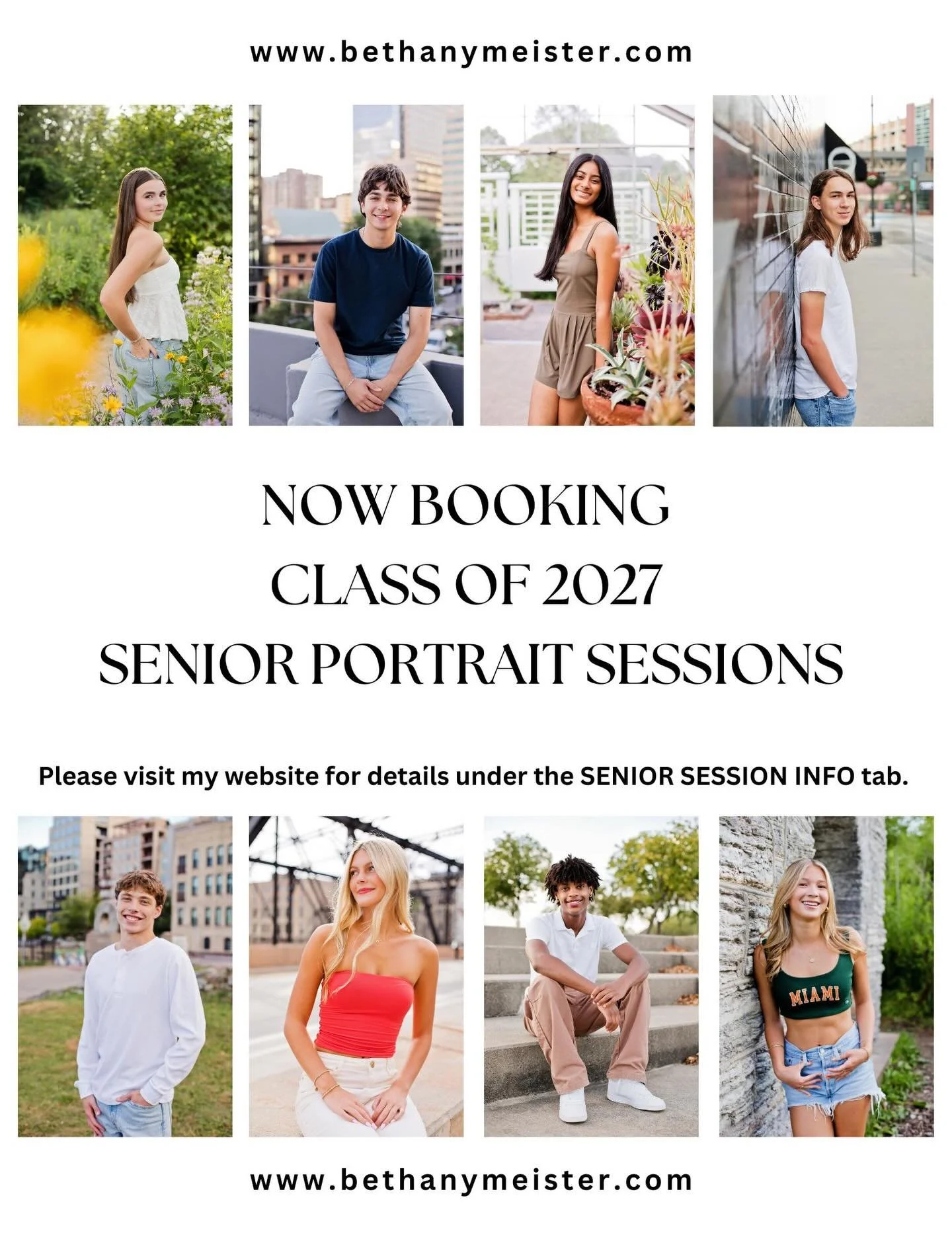 NOW BOOKING CLASS OF 2027 TWIN CITIES HIGH SCHOOL SENIOR PORTRAITS!
