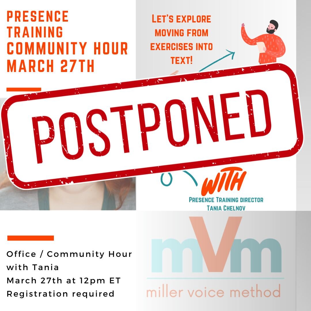 Today's Presence Training Community Hour has been postponed due to family emergency. If you registered, please be on the lookout for an email in the coming days.