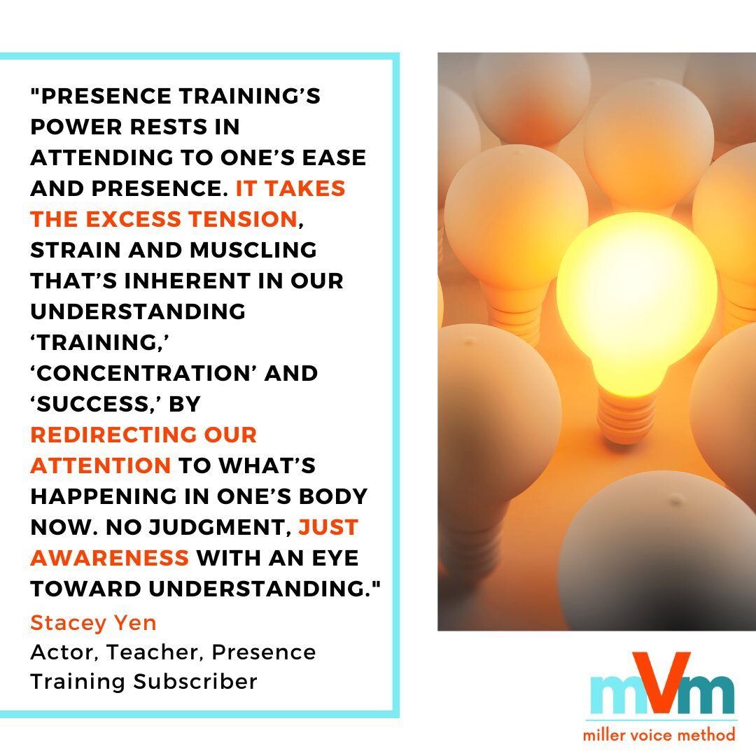 Thank you, Stacey!
Want to give the Presence Training a try? Sign up and get your first week free - and if you cancel before your free week is over you will not be charged. 
Learn about mVm from Scott Miller with videos to learn and workout/practice 