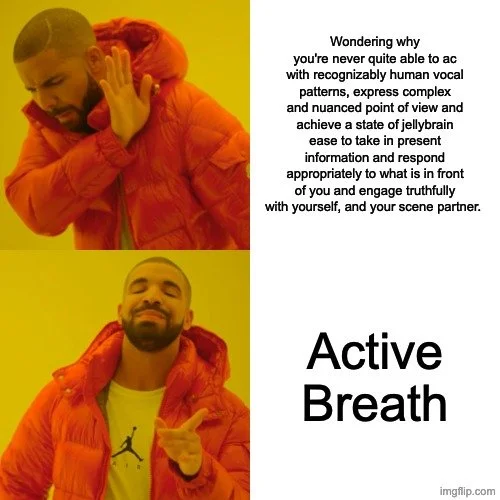 Learn Active Breath in the mVm Gym on Mondays and Saturdays through August 22! It'll level up your acting just in time for the fall auditions. 

🌎 Online ✨ Drop Ins Welcome 🥳
🗓️ Mondays at 7:30pm ET
🗓️ Saturdays at 11am ET
🔗 Register at link in 