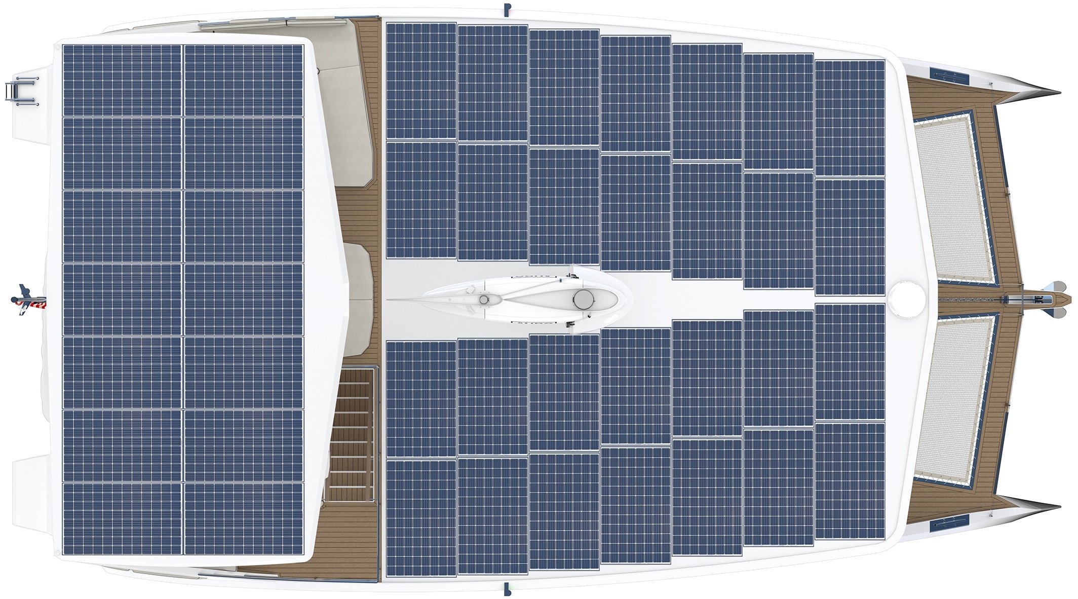 ZEN50 Solar Wingsail Electric Catamaran - Solar Roof Layout