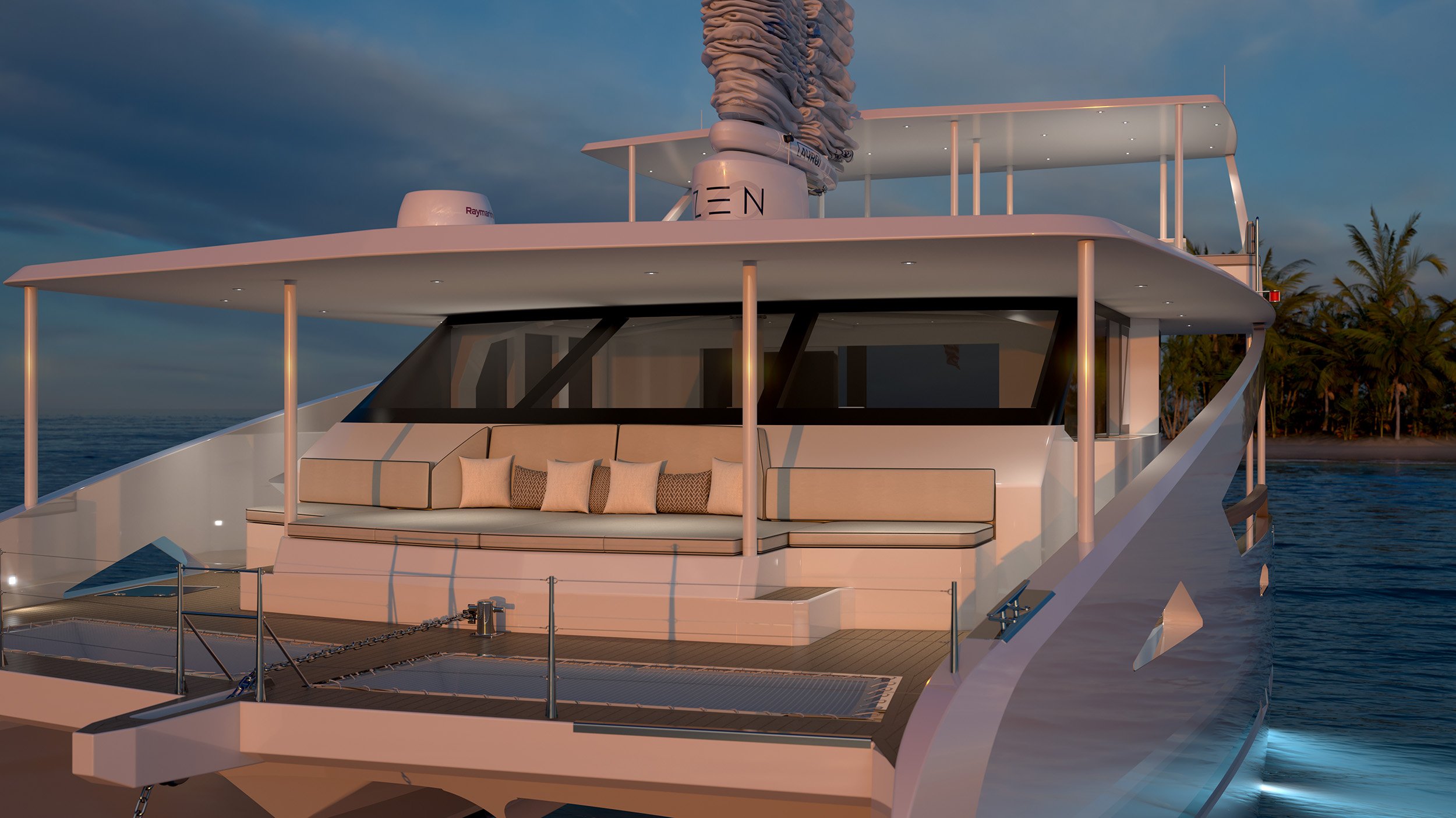 ZEN50 wingsail and solar powered performance zero emission electric catamaran yacht by ZEN Yachts