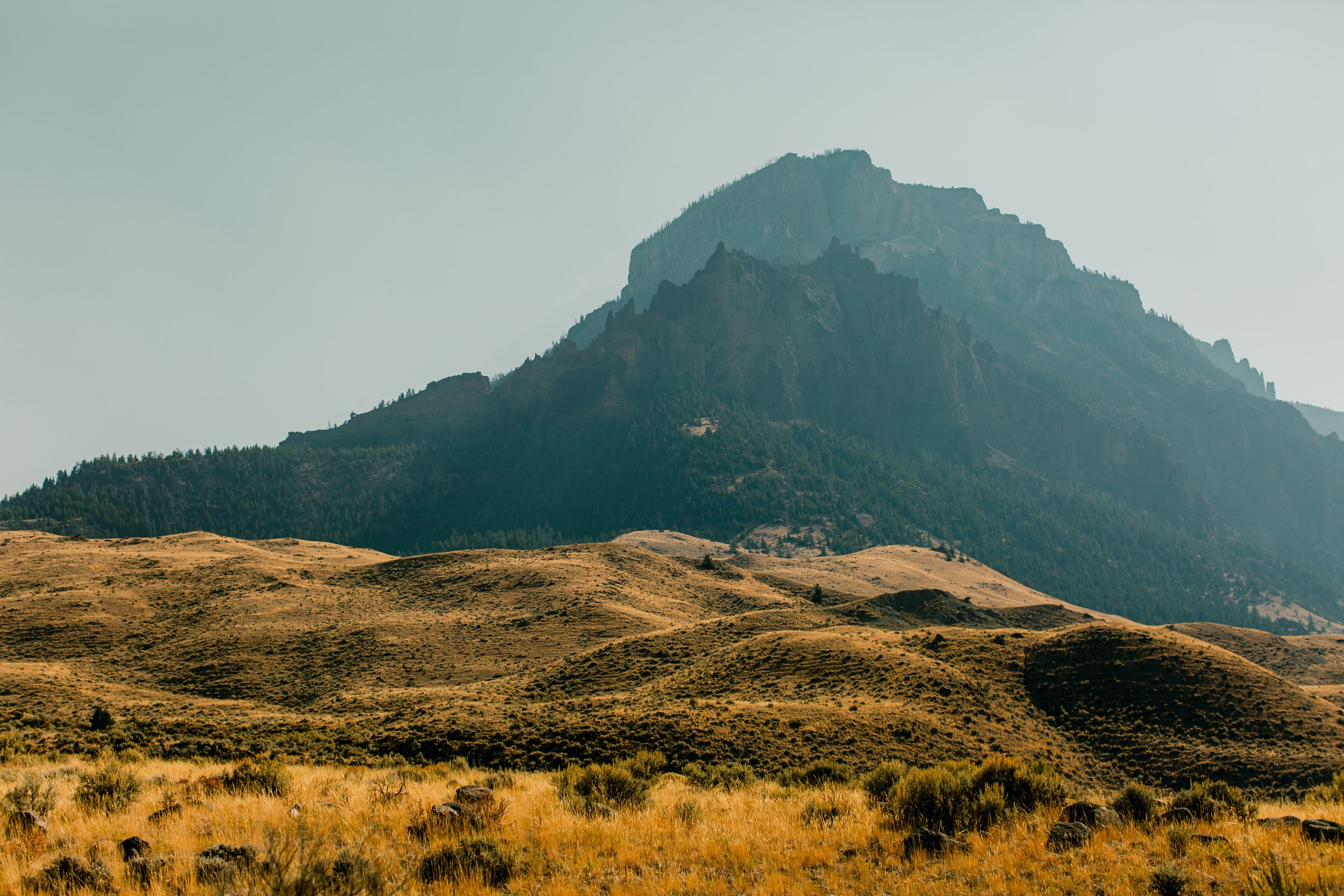 Fall landscape in the Wyoming and Montana high country during adventure elopement season