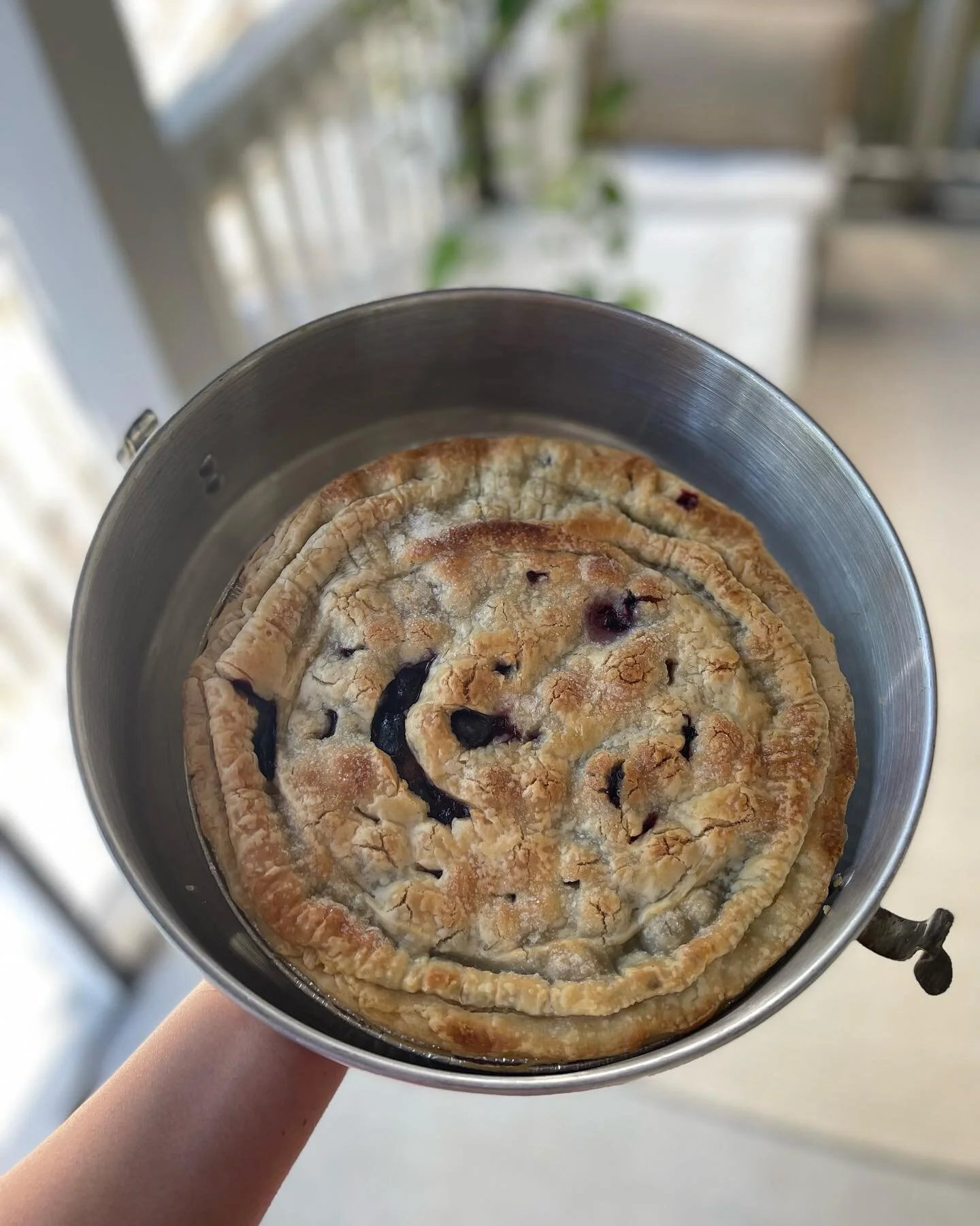 Trey helps mow our farm neighbor&rsquo;s lawn and in return he bakes me my favorite blueberry pie! I think I&rsquo;ve got the best end of this deal. 🫐🌾🤗