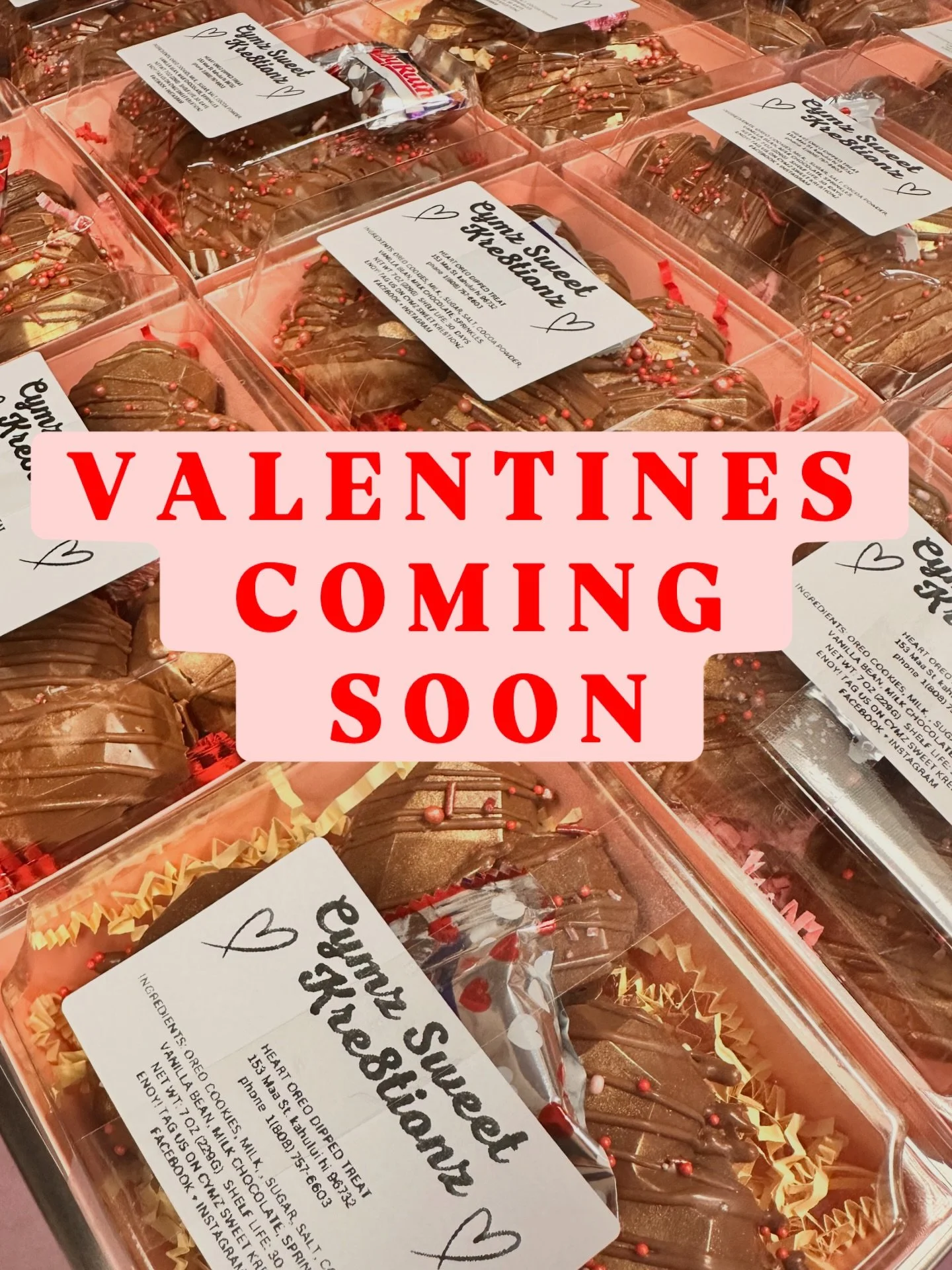 Lovers' Day is just around the corner, and it's time to paint the town pink, red, and white. #cymz_sweet_kre8tionz has got you covered with custom treats you won't want to miss. 

#hawaii #sweets #maui #dessertshop