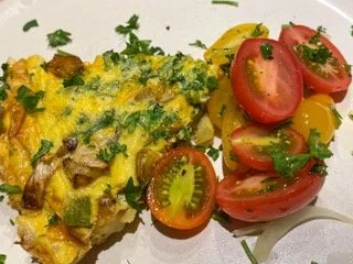 Potato Asparagus Frittata With Easy Tomato Side Salad